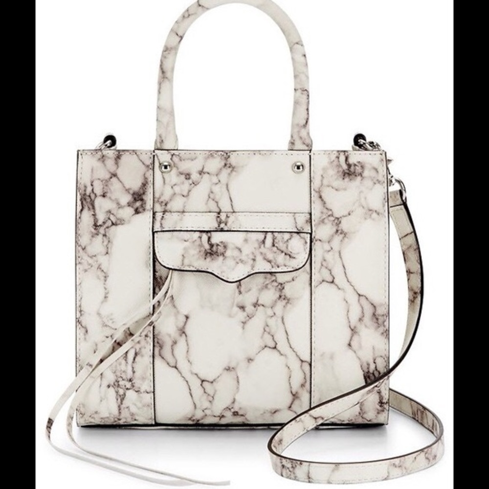 Rebecca Minkoff Mini M.A.B. Tote in White Marble